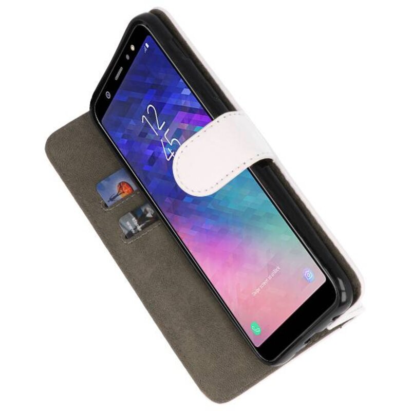 Estuche de estuches Bookstyle Wallet para Galaxy A6 Plus 2018 Blanco