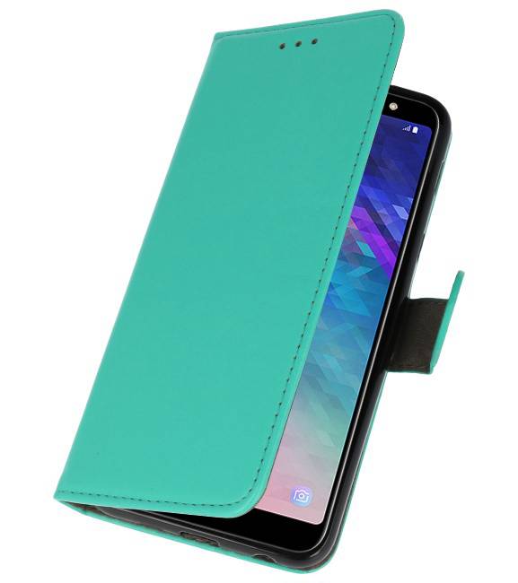 Bookstyle Wallet Cases Hoesje voor Galaxy A6 Plus 2018 Groen