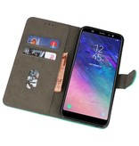 Bookstyle Wallet Cases Hoesje voor Galaxy A6 Plus 2018 Groen