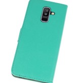 Bookstyle Wallet Cases Hoesje voor Galaxy A6 Plus 2018 Groen