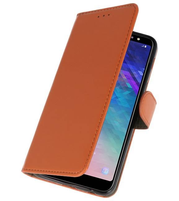 Bookstyle Wallet Cases Tasche für Galaxy A6 Plus 2018 Braun