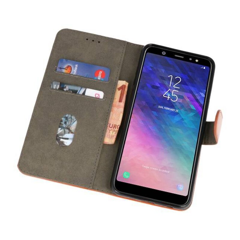 Bookstyle Wallet Cases Taske til Galaxy A6 Plus 2018 Brown