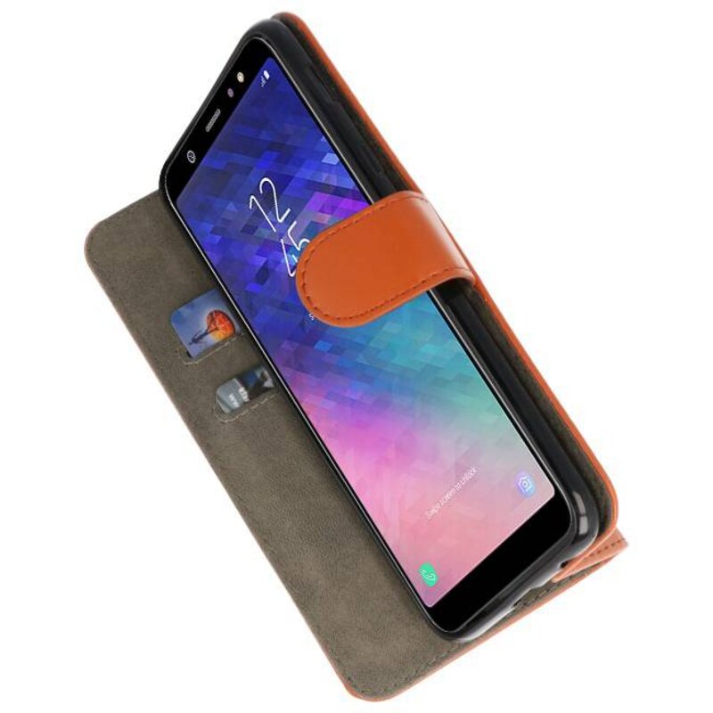 Bookstyle Wallet Cases Taske til Galaxy A6 Plus 2018 Brown
