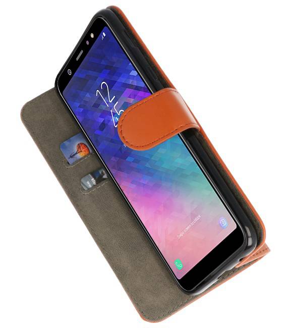 Bookstyle Wallet Cases Hoesje voor Galaxy A6 Plus 2018 Bruin