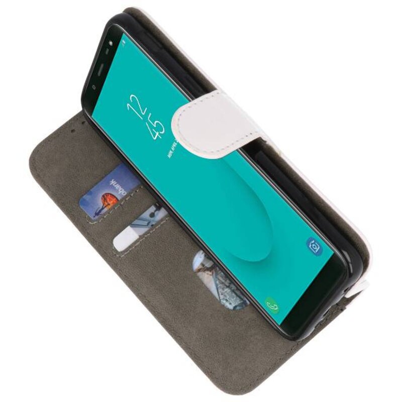 Bookstyle Wallet Cases Tasche für Galaxy J6 2018 Weiß