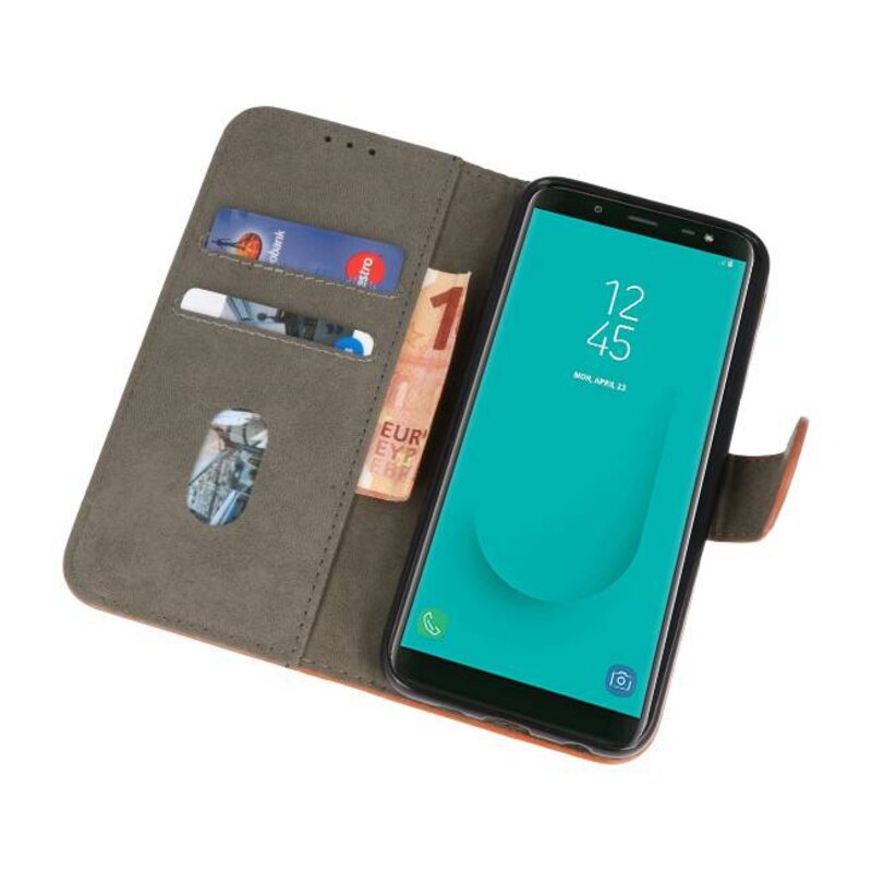 Custodia a portafoglio per Custodia per Galaxy J6 2018 Marrone
