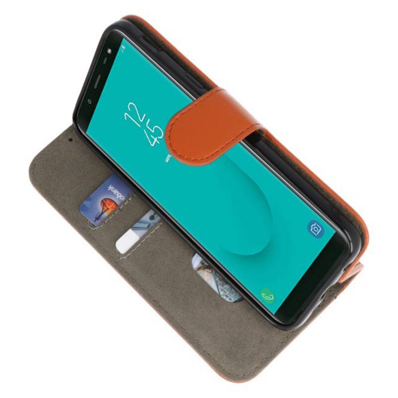 Custodia a portafoglio per Custodia per Galaxy J6 2018 Marrone