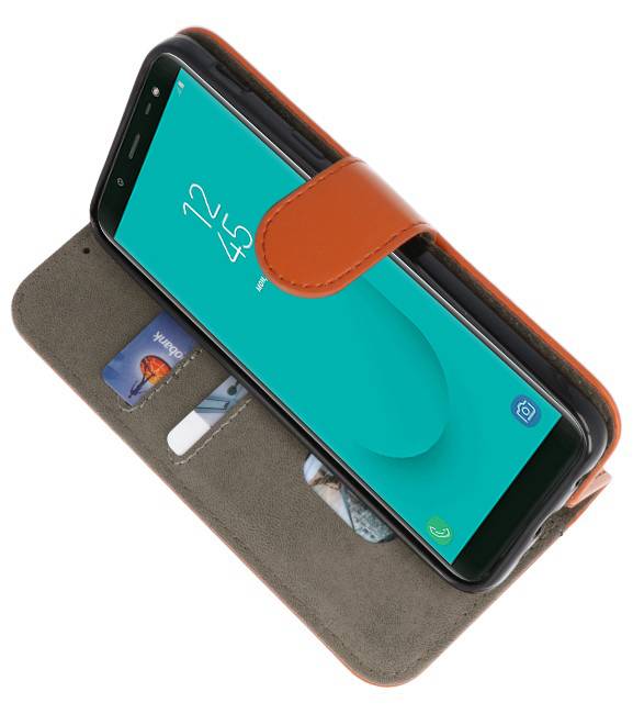 Bookstyle Wallet Cases Tasche für Galaxy J6 2018 Braun