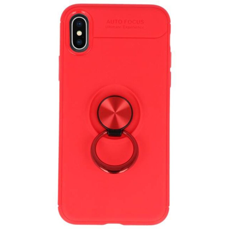 Softcase voor iPhone X Hoesje met Ring Houder Rood