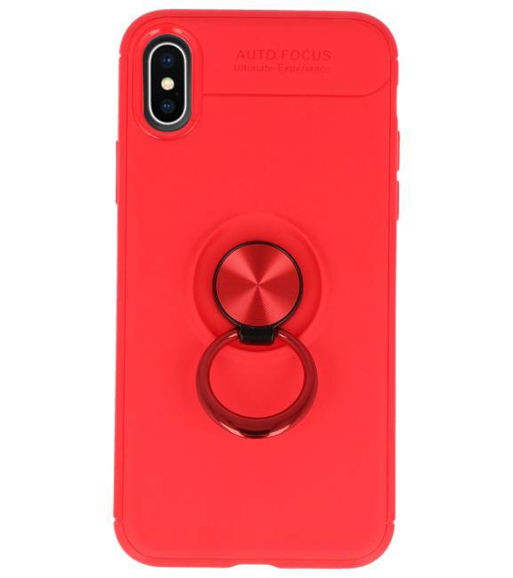 Softcase voor iPhone X Hoesje met Ring Houder Rood