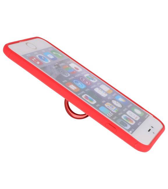 Softcase voor iPhone 8 / 7 Plus Hoesje met Ring Houder Rood