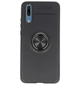 Softcase voor Huawei P20 Hoesje met Ring Houder Zwart