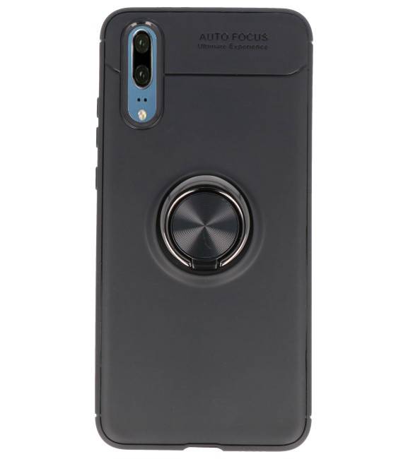 Softcase voor Huawei P20 Hoesje met Ring Houder Zwart