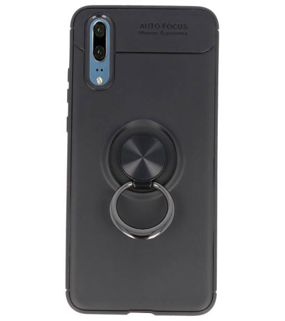 Softcase pour Huawei P20 Case avec support de bague noir
