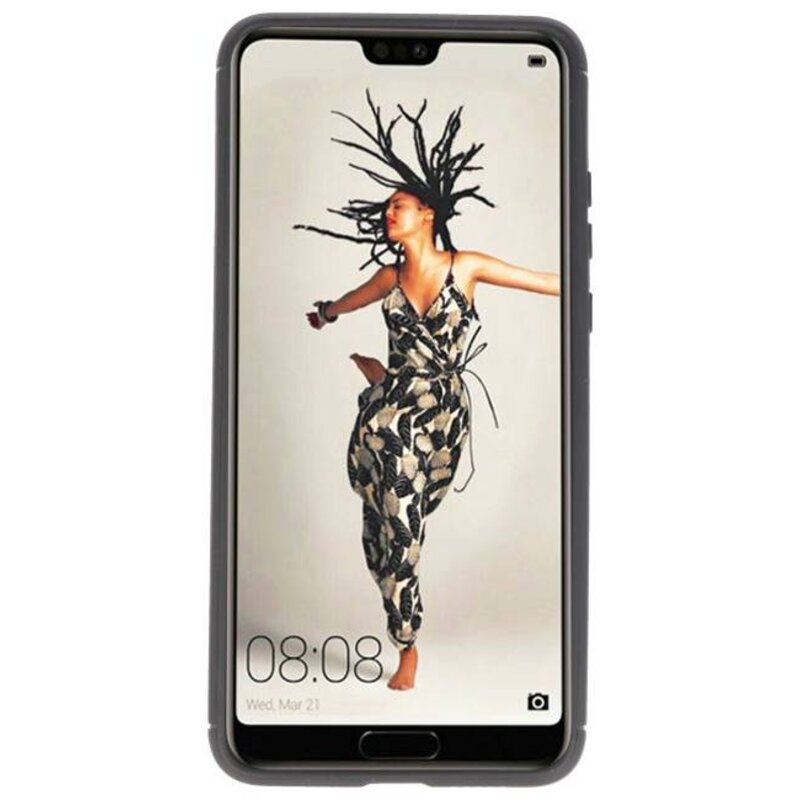 Custodia Softcase per Huawei P20 con supporto per anello nero
