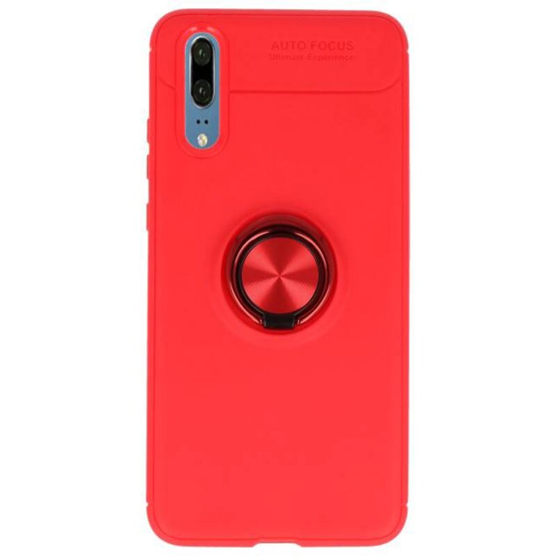 Estuche blando para Huawei P20 Estuche con soporte para anillo rojo