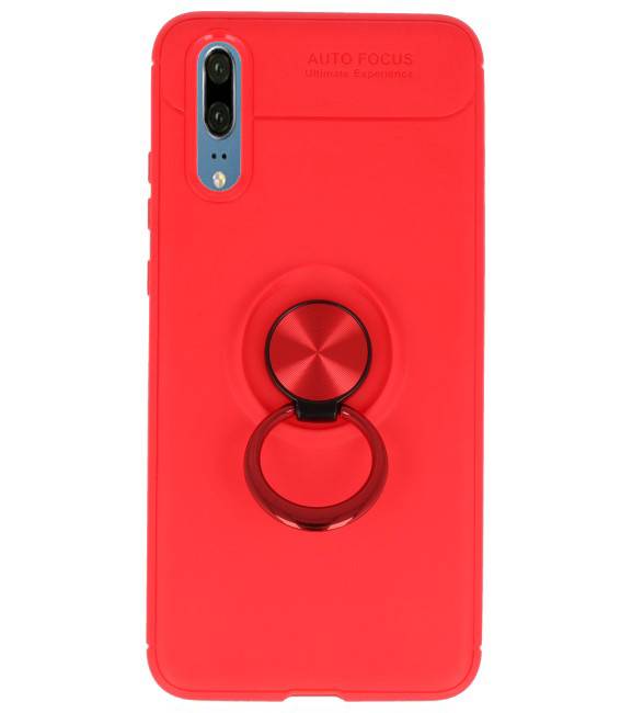 Softcase voor Huawei P20 Hoesje met Ring Houder Rood