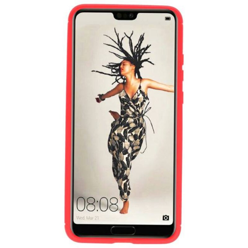 Estuche blando para Huawei P20 Estuche con soporte para anillo rojo