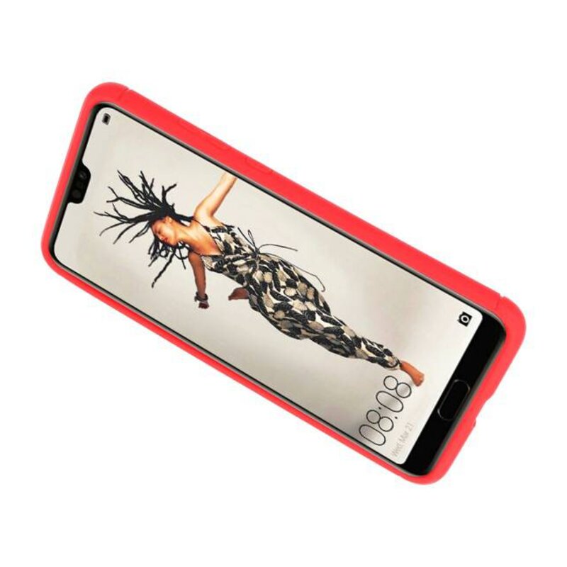 Estuche blando para Huawei P20 Estuche con soporte para anillo rojo