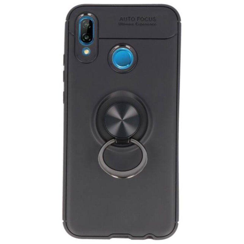 Softcase voor Huawei P20 Lite Hoesje met Ring Houder Zwart