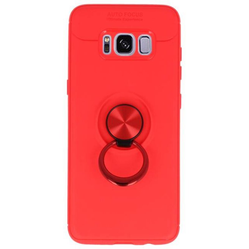 Softcase voor Galaxy S8 Hoesje met Ring Houder Rood