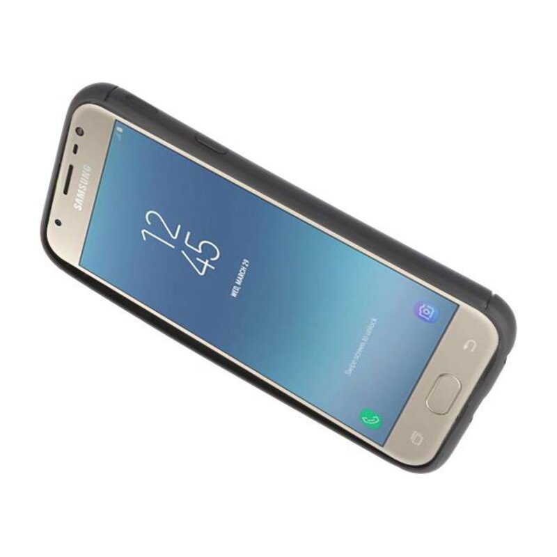 Custodia Softcase per Galaxy J3 2017 con supporto per anello nero