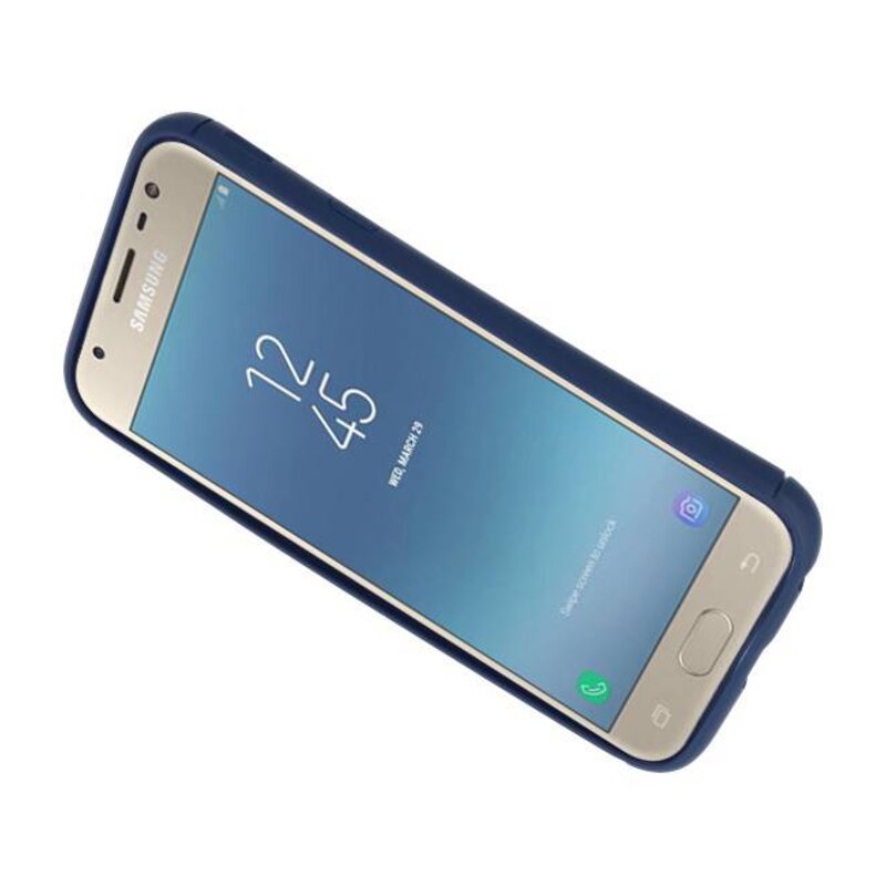 Funda Softcase para Galaxy J3 2017 con soporte para anillo Navy