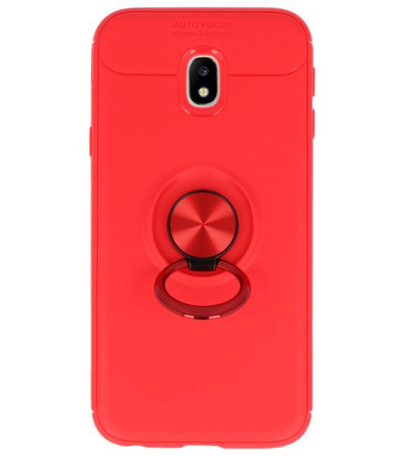 Softcase voor Galaxy J3 2017 Hoesje met Ring Houder Rood