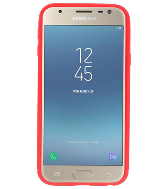 Softcase voor Galaxy J3 2017 Hoesje met Ring Houder Rood