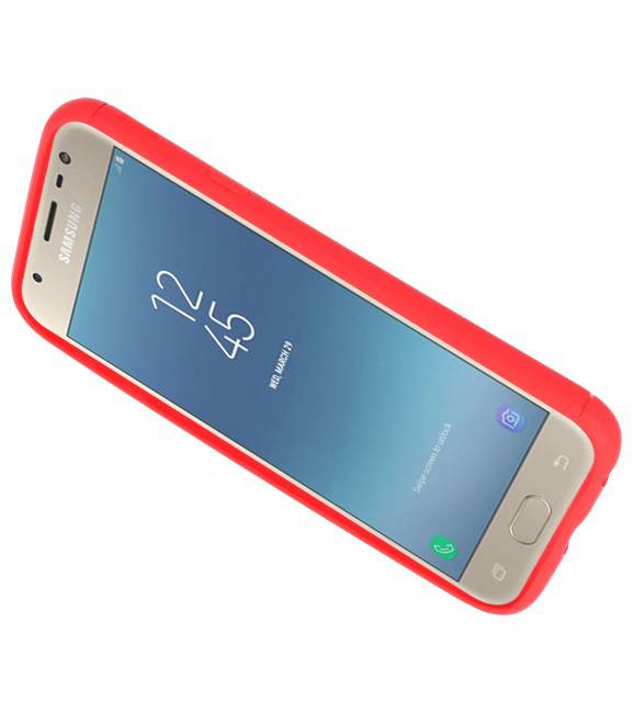 Étui Softcase pour Galaxy J3 2017 avec porte-bague rouge