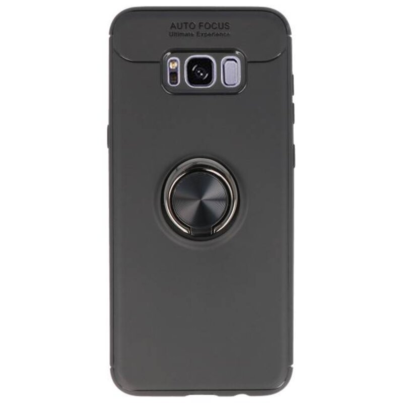 Softcase voor Galaxy S8 Plus Hoesje met Ring Houder Zwart