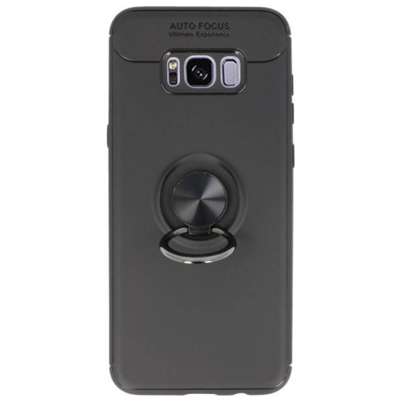 Softcase voor Galaxy S8 Plus Hoesje met Ring Houder Zwart