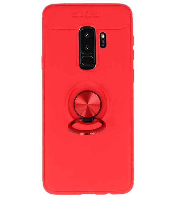 Estuche blando para Galaxy S9 Plus Estuche con soporte para anillo rojo