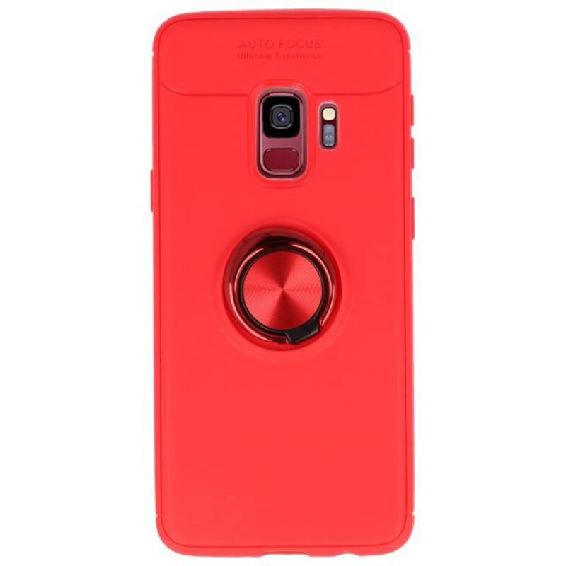 Softcase voor Galaxy S9 Hoesje met Ring Houder Rood