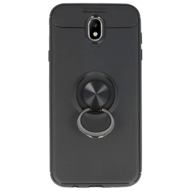Softcase pour Galaxy J7 2017 Case avec porte-bague noir