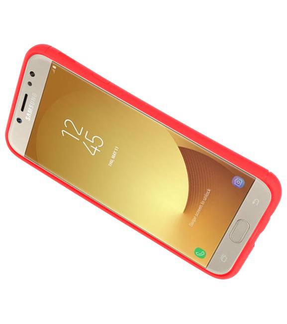 Funda Softcase para Galaxy J7 2017 con soporte para anillo rojo