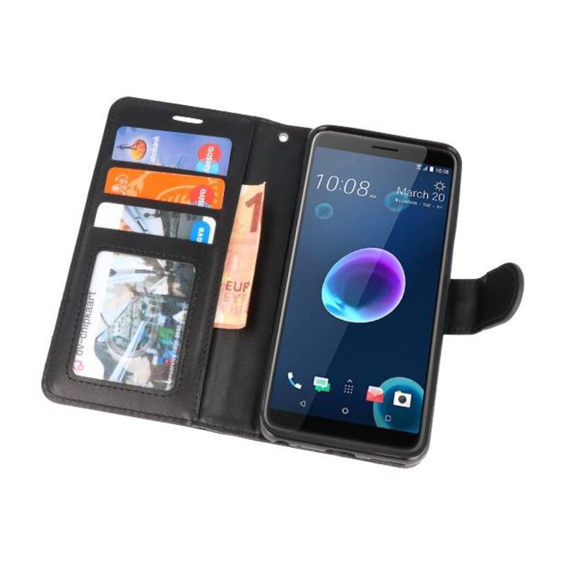 Etui Portefeuille pour HTC Desire 12 Noir