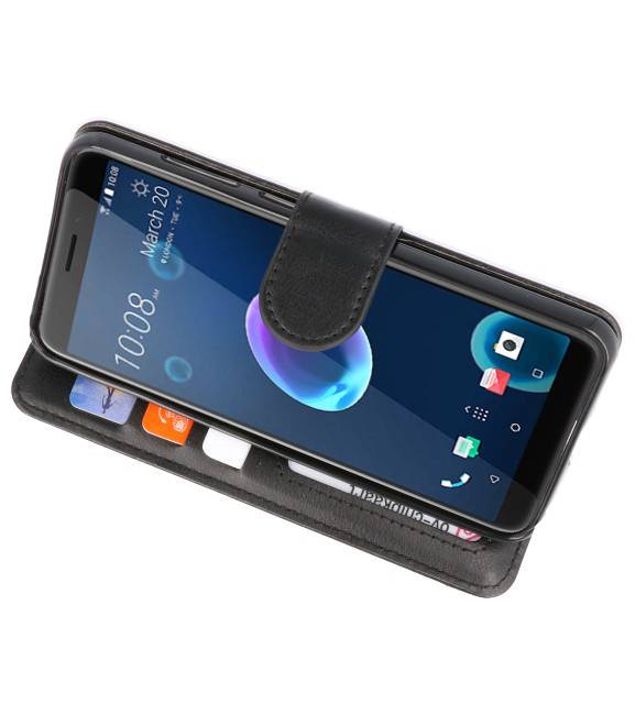 Wallet Cases Hoesje voor HTC Desire 12 Zwart