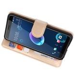 Wallet Cases Hoesje voor HTC Desire 12 Goud