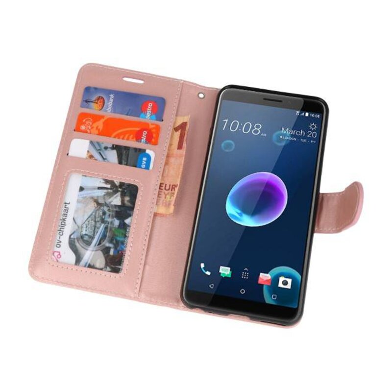 Étui portefeuille pour HTC Desire 12 Pink