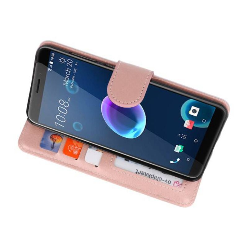 Étui portefeuille pour HTC Desire 12 Pink