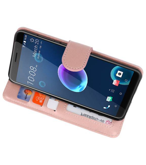 Wallet Cases Tasche für HTC Desire 12 Pink