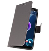 Etui Portefeuille pour HTC Desire 12 Gris