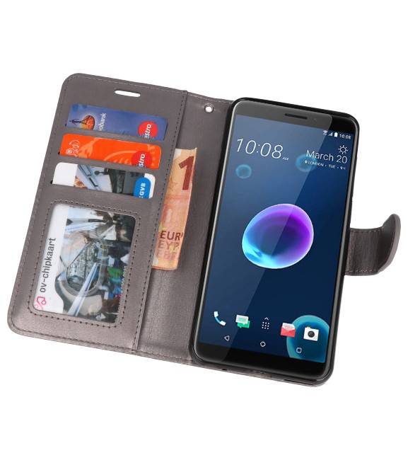 Wallet Cases Tasche für HTC Desire 12 Grau