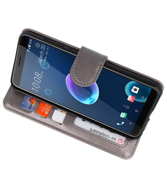 Etui Portefeuille pour HTC Desire 12 Gris