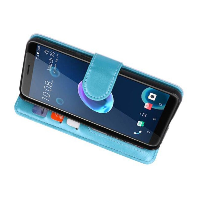 Wallet Cases Hoesje voor HTC Desire 12 Turquoise