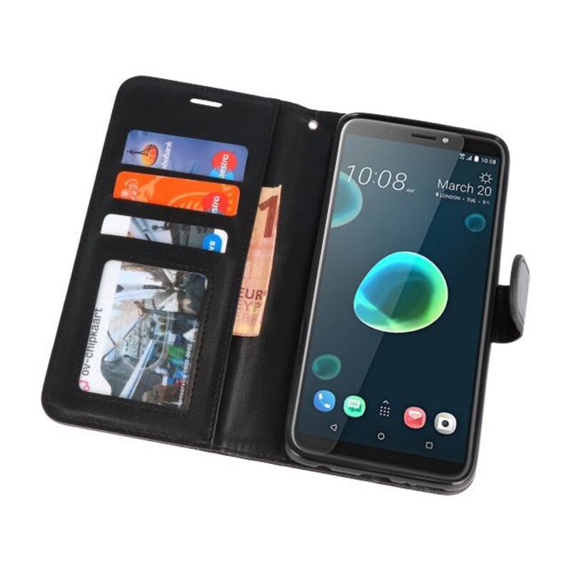 Wallet Cases Tasche für HTC Desire 12 Plus Schwarz