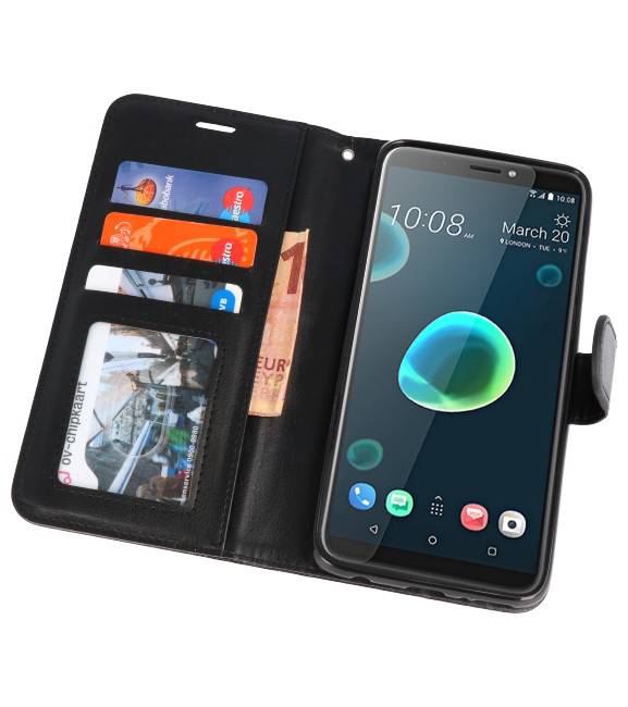 Wallet Cases Hoesje voor HTC Desire 12 Plus Zwart