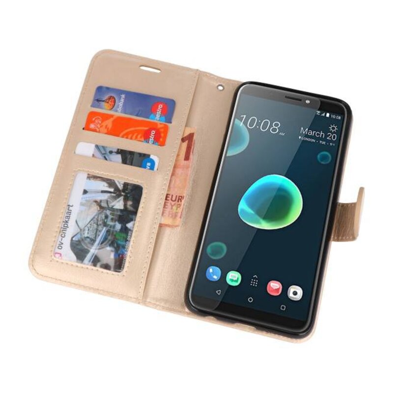 Funda con estuche Wallet para HTC Desire 12 Plus Gold