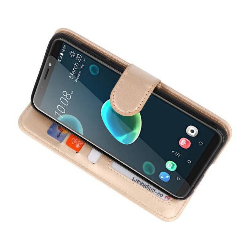 Funda con estuche Wallet para HTC Desire 12 Plus Gold